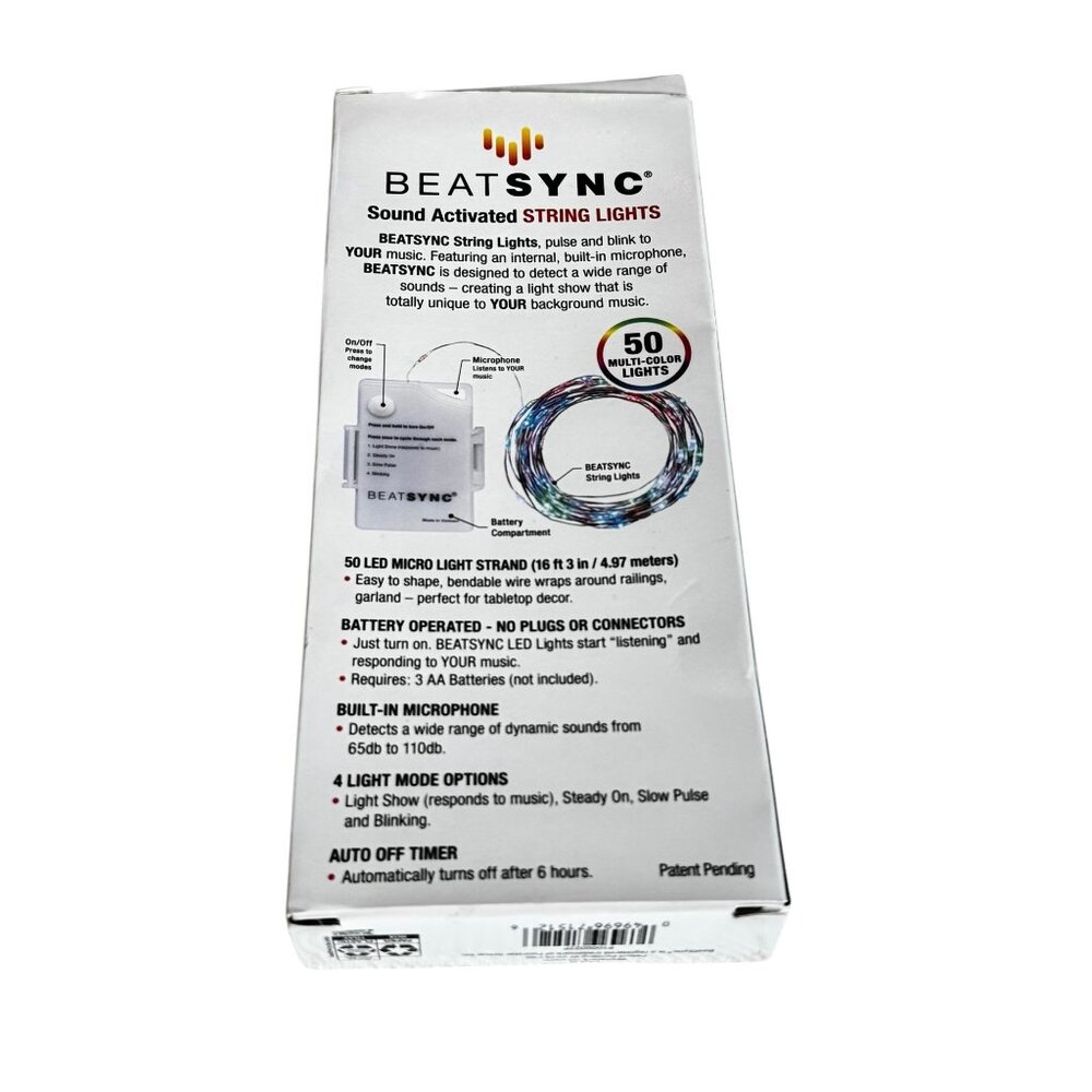 BeatSync 4 Function Christmas String Lights 50 Multi-Color LEDs 16'3" Indoor/Out - Picture 5 of 8
